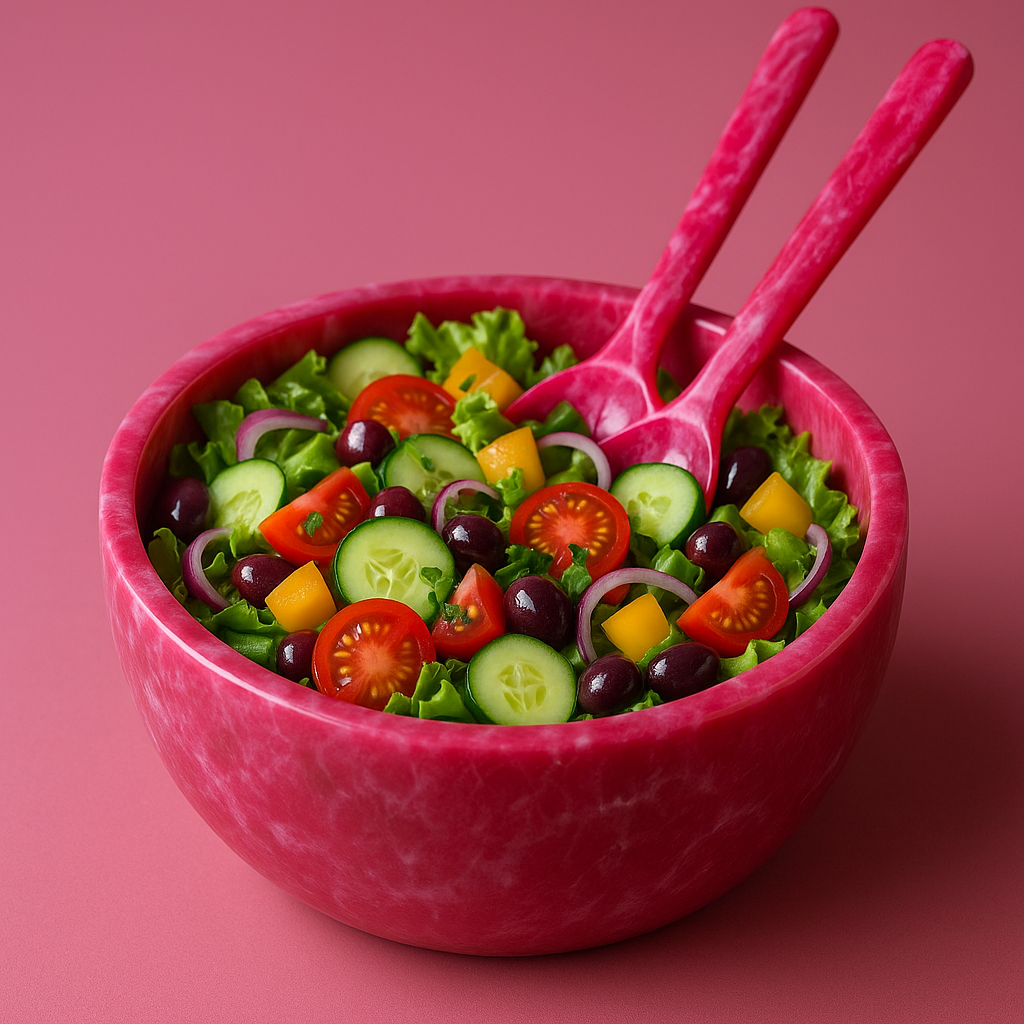 Salatschale aus Kunstharz in Rosa – rund – Ø 29 cm – modernes Design