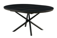 Esstisch aus MDF & Keramik – ausziehbar auf 160x120 cm – Ø120 cm – Schwarz matt