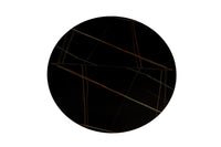 Esstisch aus MDF & Keramik – ausziehbar auf 160x120 cm – Ø120 cm – Schwarz matt