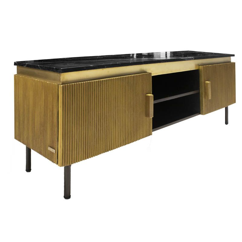 TV Cabinet Venice – Eleganz aus Mango-Holz mit edlem Stein-Top