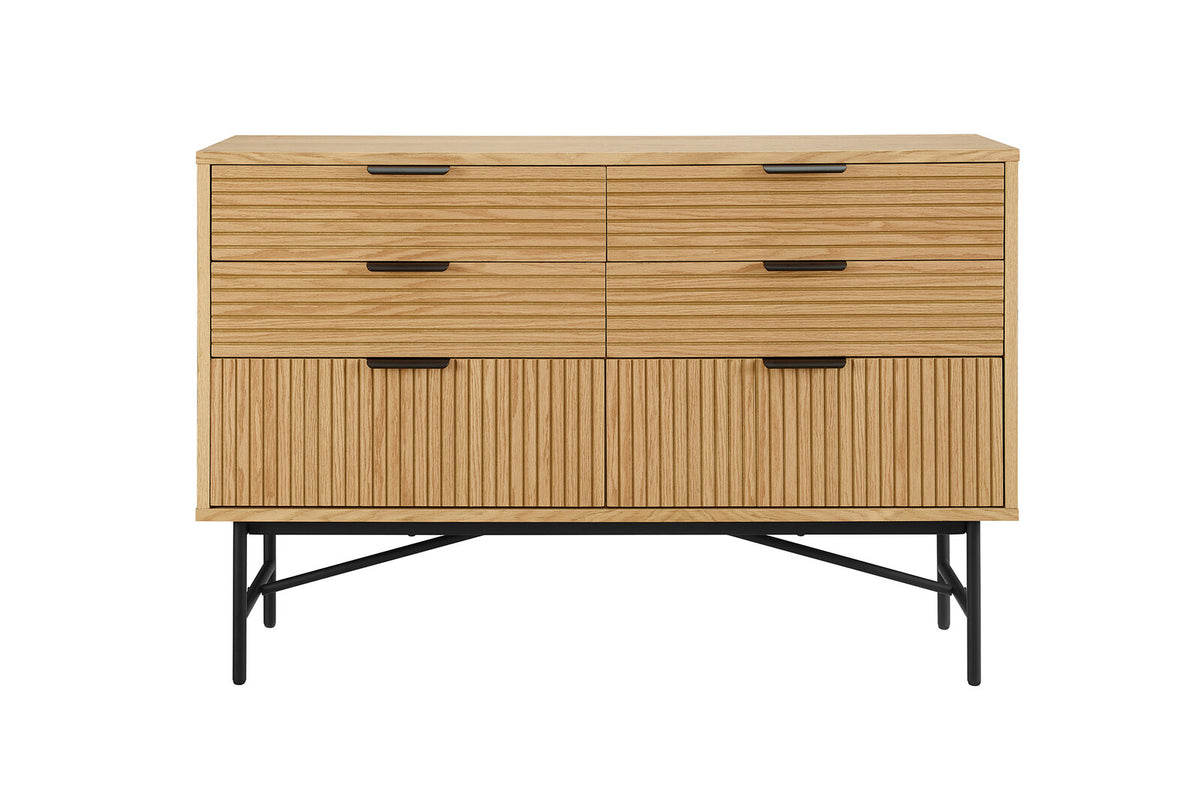 Kommode aus Eiche Echtholzfurnier – 6 Schubladen – 120 × 80 cm – Scandi Style