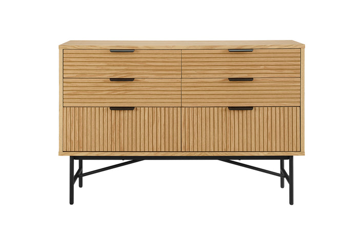 Kommode aus Eiche Echtholzfurnier – 6 Schubladen – 120 × 80 cm – Scandi Style