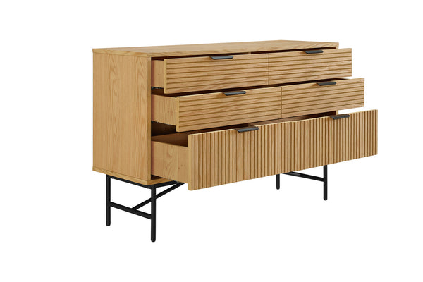 Kommode aus Eiche Echtholzfurnier – 6 Schubladen – 120 × 80 cm – Scandi Style