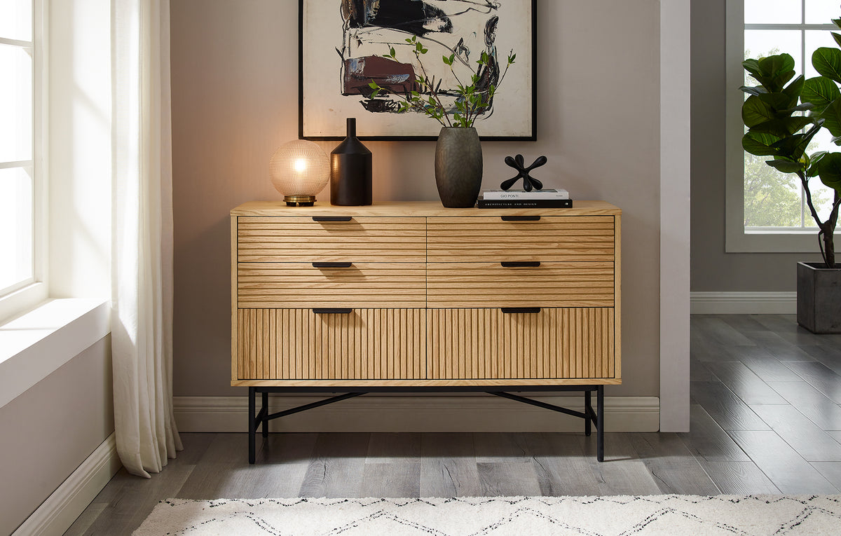 Kommode aus Eiche Echtholzfurnier – 6 Schubladen – 120 × 80 cm – Scandi Style