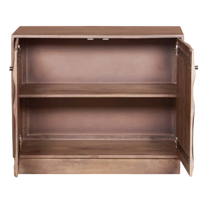 Kommode aus Mangoholz in Dunkelbraun – mit Lamellenfront – 100 × 83 cm – Industrial Style