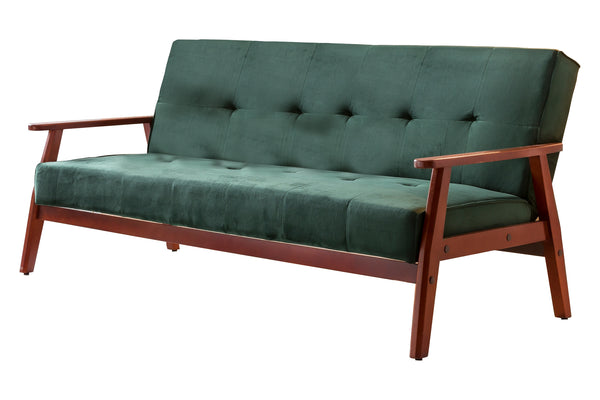 Schlafsofa aus grünem Samt mit Holzgestell – Relaxfunktion – 190×85×81 cm