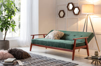 Schlafsofa aus grünem Samt mit Holzgestell – Relaxfunktion – 190×85×81 cm