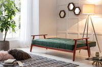 Schlafsofa aus grünem Samt mit Holzgestell – Relaxfunktion – 190×85×81 cm