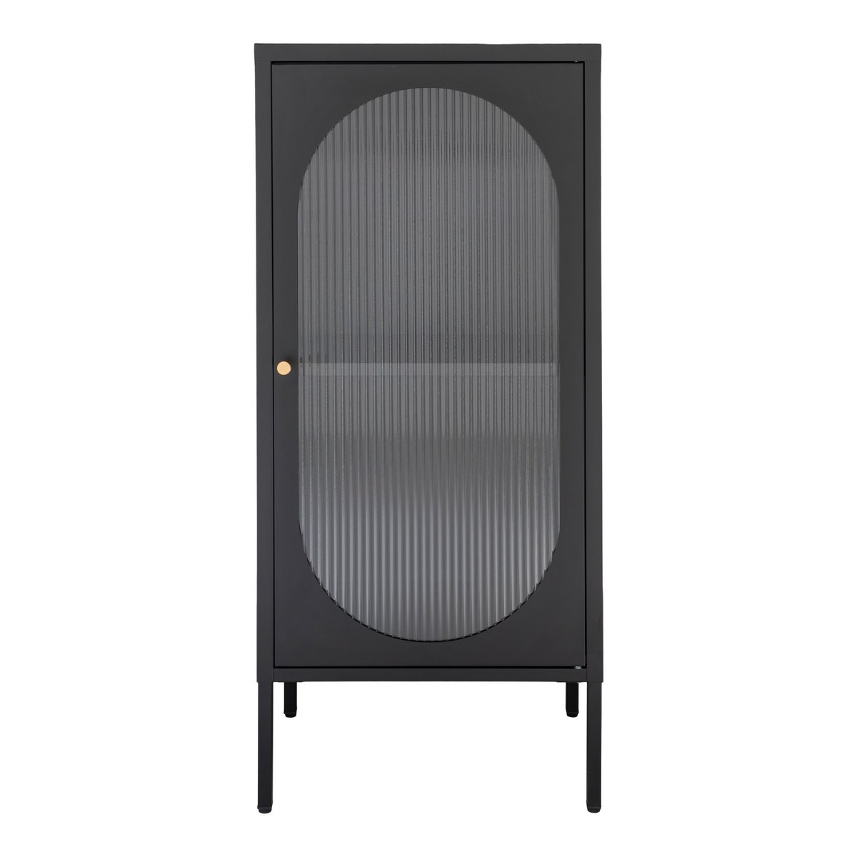 Vitrine Adelaide Noir – Stahl und geriffeltes Glas in modernem Stil