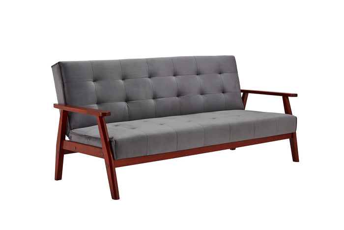 Schlafsofa aus Samt in Dunkelgrau mit Holzgestell – Relaxfunktion – 190×85×81 cm