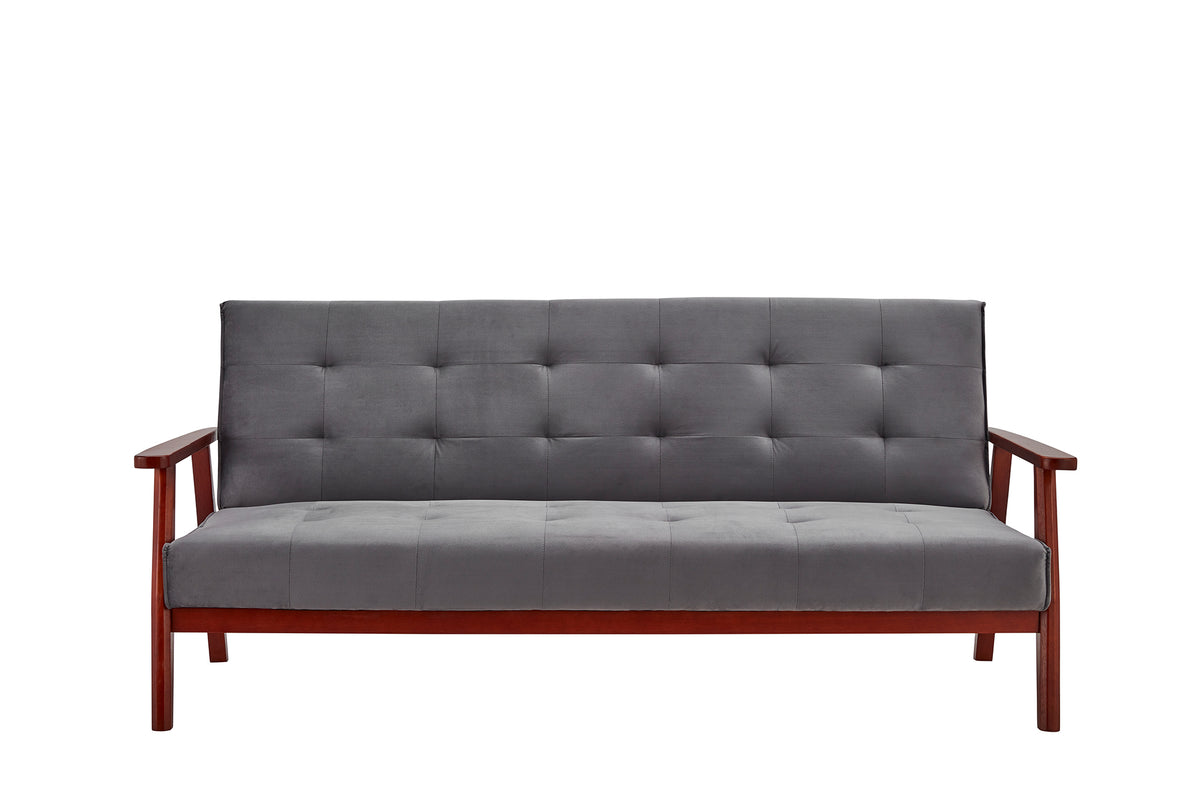 Schlafsofa aus Samt in Dunkelgrau mit Holzgestell – Relaxfunktion – 190×85×81 cm