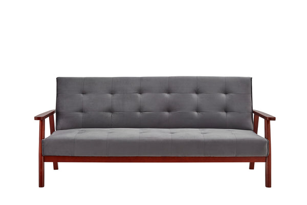 Schlafsofa aus Samt in Dunkelgrau mit Holzgestell – Relaxfunktion – 190×85×81 cm