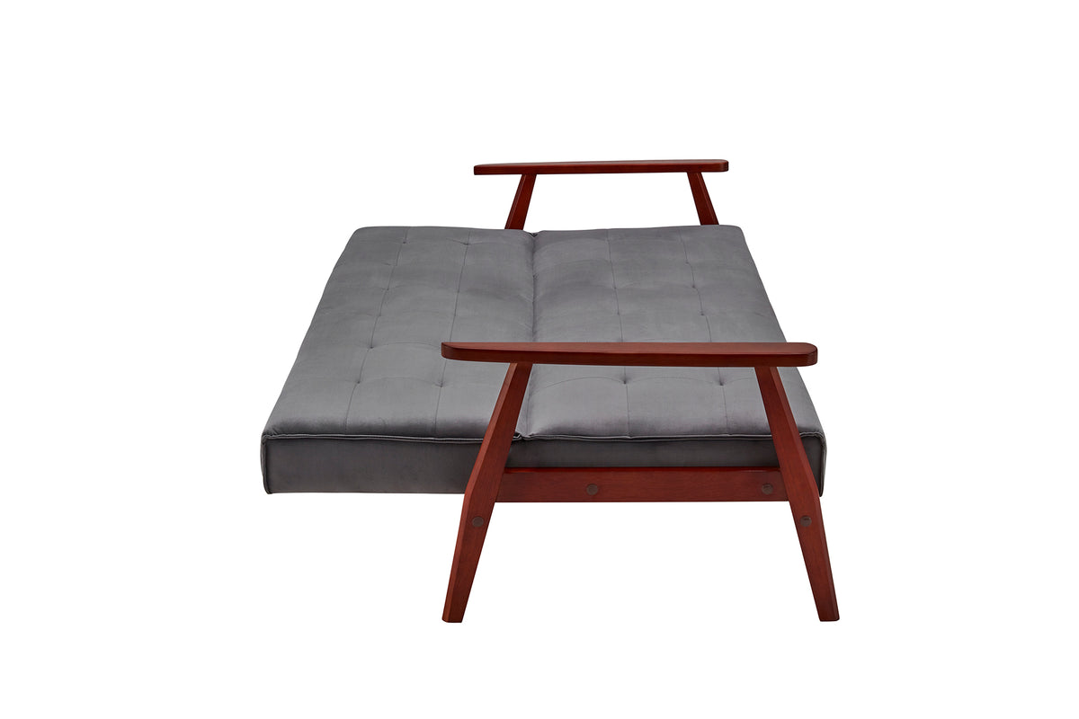 Schlafsofa aus Samt in Dunkelgrau mit Holzgestell – Relaxfunktion – 190×85×81 cm