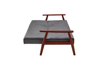 Schlafsofa aus Samt in Dunkelgrau mit Holzgestell – Relaxfunktion – 190×85×81 cm