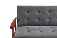 Schlafsofa aus Samt in Dunkelgrau mit Holzgestell – Relaxfunktion – 190×85×81 cm