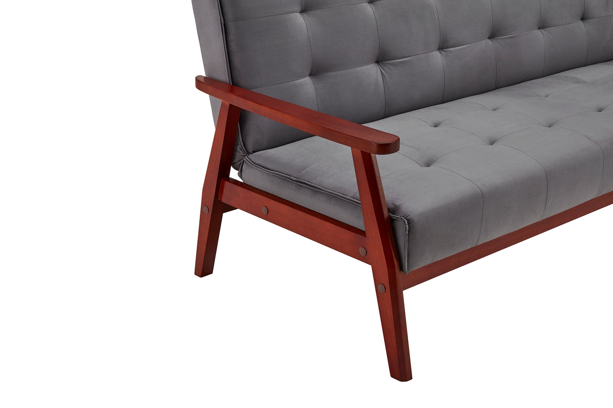 Schlafsofa aus Samt in Dunkelgrau mit Holzgestell – Relaxfunktion – 190×85×81 cm