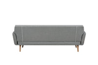 Schlafsofa aus Strukturstoff in Hellgrau – Massivholzfüße – Liegefläche 190x111 cm