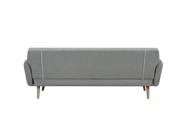 Schlafsofa aus Strukturstoff in Hellgrau – Massivholzfüße – Liegefläche 190x111 cm