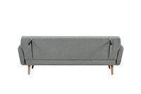 Schlafsofa aus Strukturstoff in Hellgrau – Massivholzfüße – Liegefläche 190x111 cm