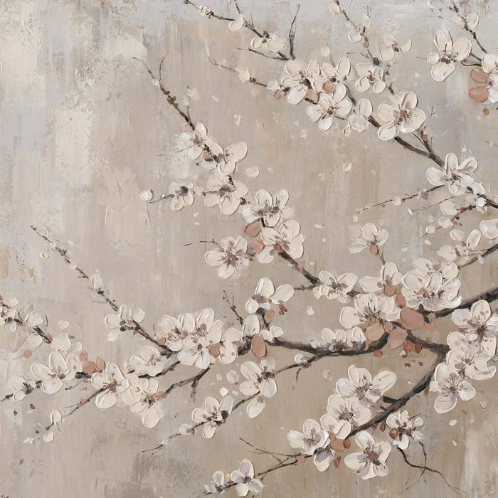 Handpainting Blossom Natural mit Rahmen – 90x120 cm