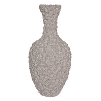 Bodenvase aus Polyresin mit Blütenrelief – Ø 40 cm × H 80 cm – sandfarben – dekorativ