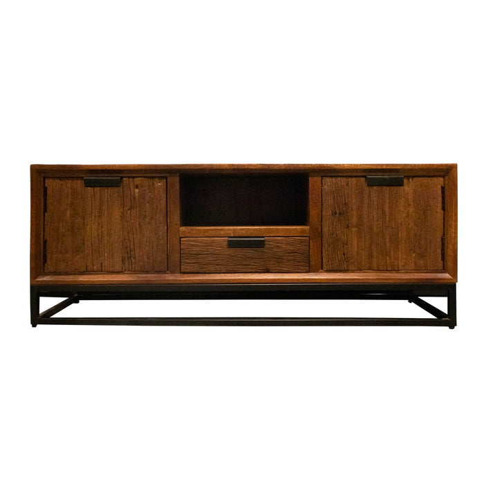 TV-Board aus recyceltem Holz – naturfarben – 180x45x45 cm – Industrial Design
