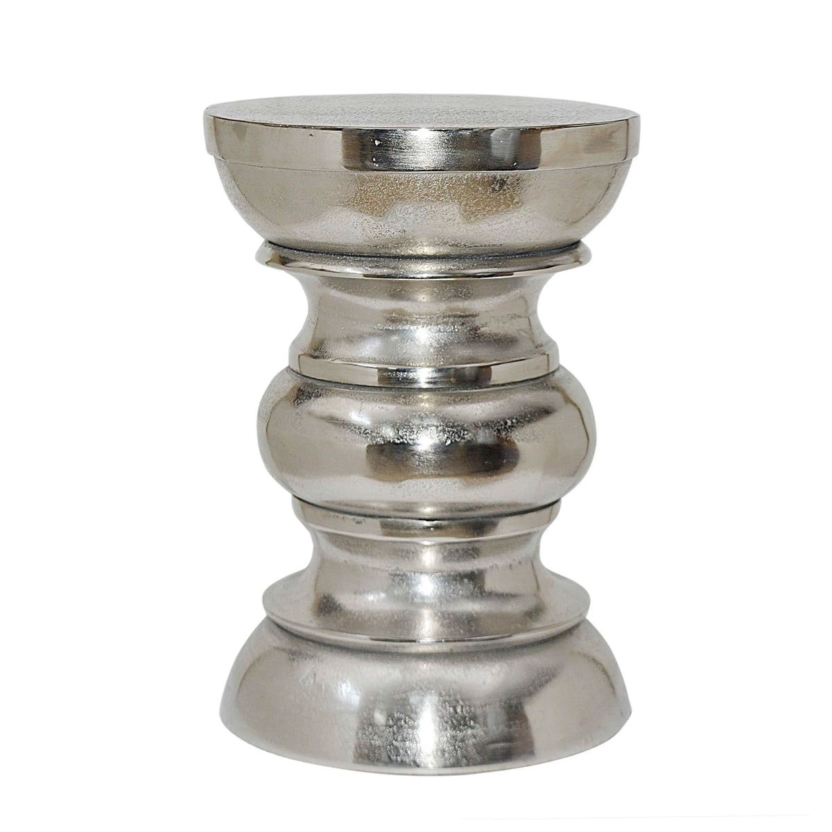 Beistelltisch aus Aluminium in Nickeloptik – silberfarben – 33x33x47 cm – modern