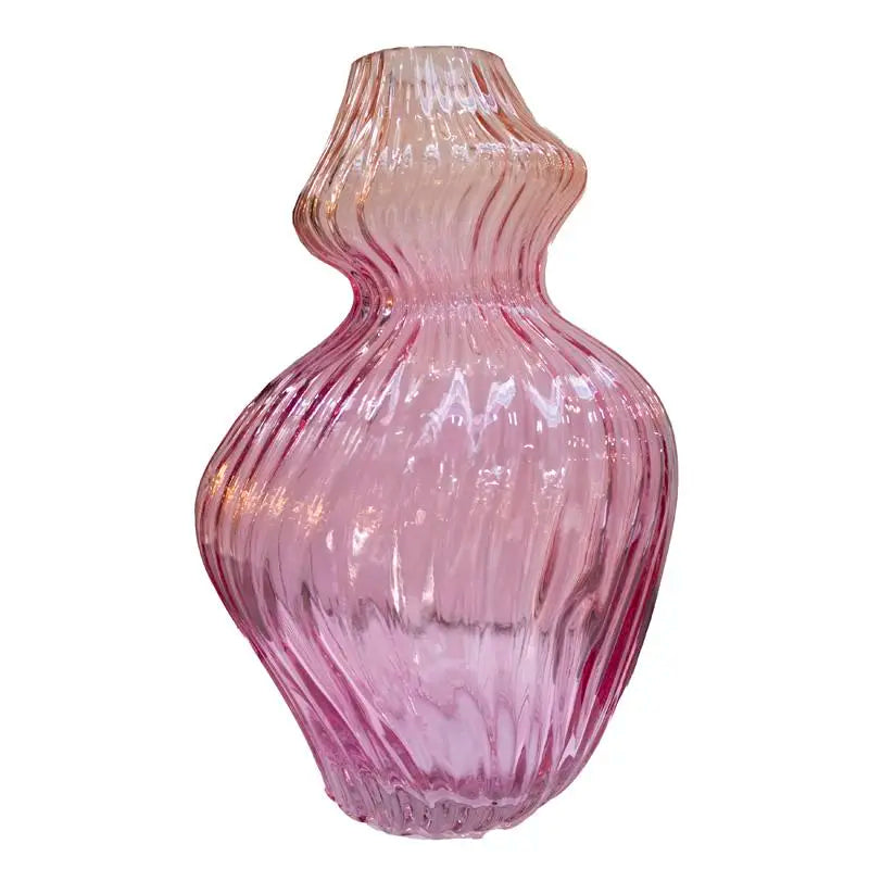 Vase aus Glas in Orange-Lila – Farbverlauf handgefertigt – 16,5x16,5x25 cm – modern