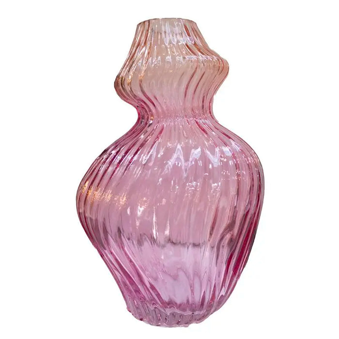 Vase aus Glas in Orange-Lila – Farbverlauf handgefertigt – 16,5x16,5x25 cm – modern