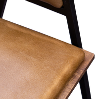 Esszimmerstuhl aus Leder – Cognacbraun – B 52 cm – Minimalistisch & elegant im Industrial-Stil