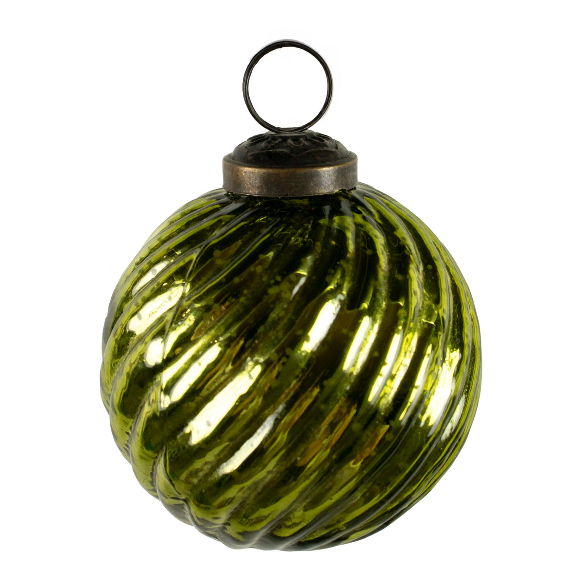 Christbaumkugeln Sparkle Set/6 – Glas grün mit Glitzer – Ø 8 cm