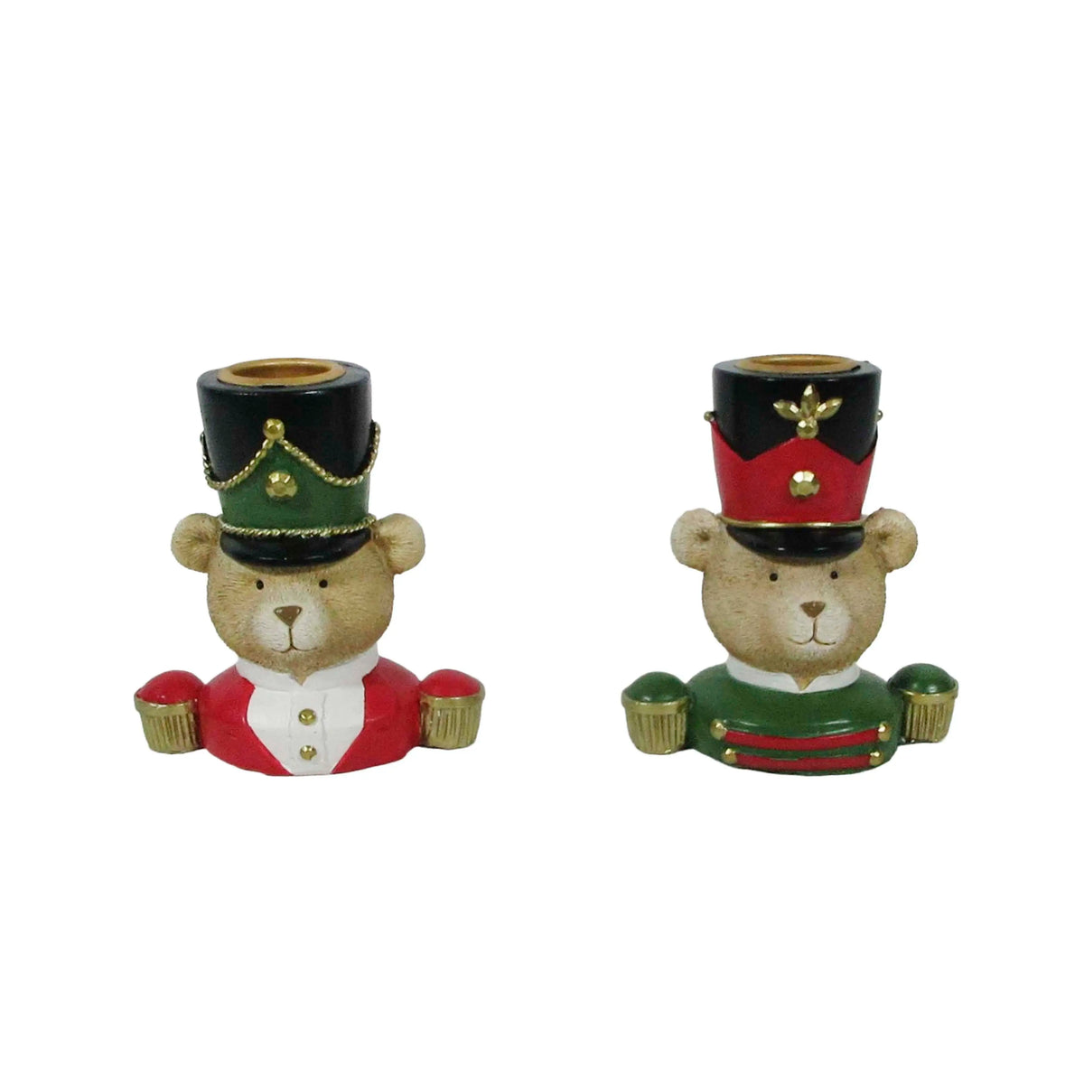 Deko-Nussknacker Bären im 2er-Set – Resin rot/grün – je 9x6x10 cm