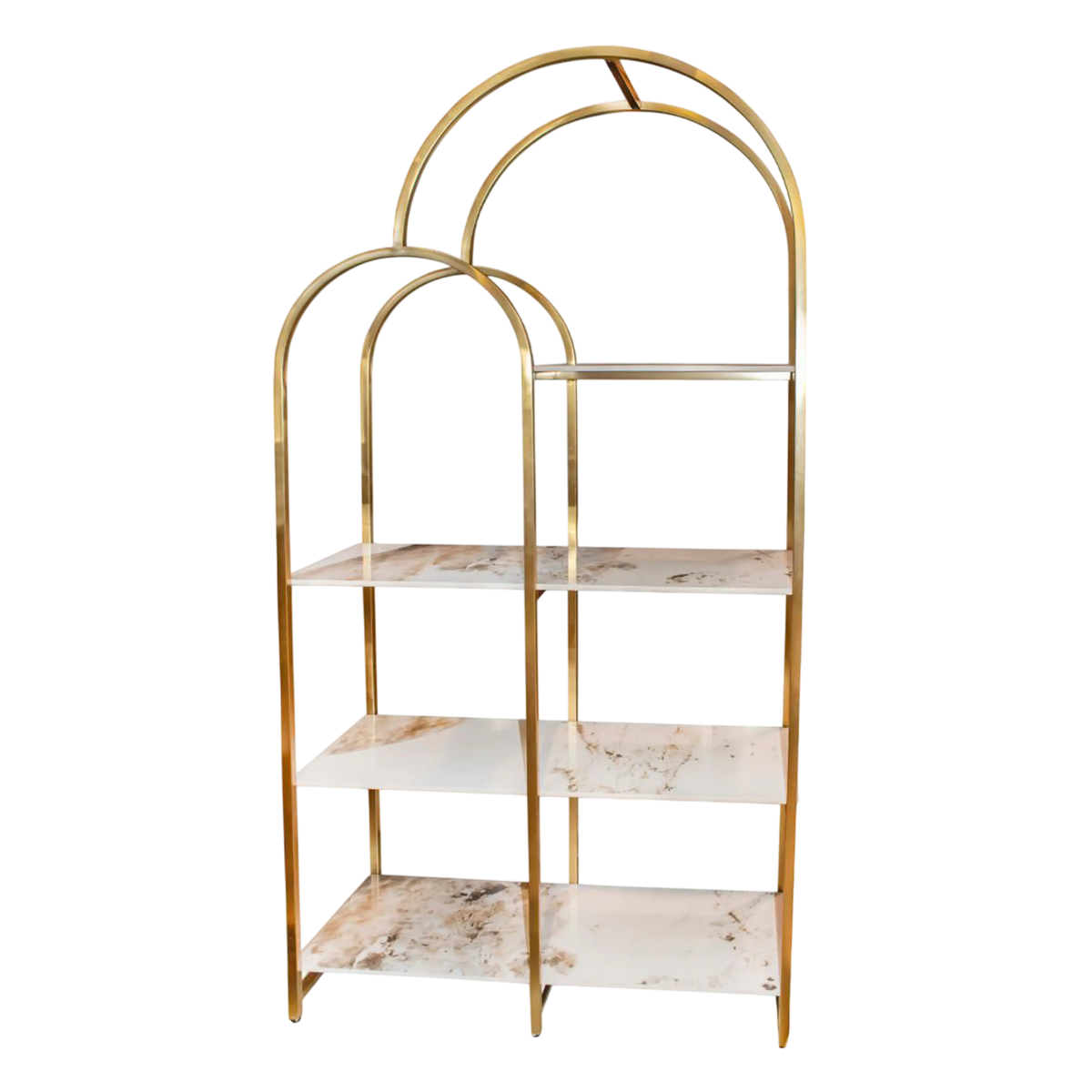 Keramikregal mit goldenen Akzenten – 100×40×200 cm – modernes Design