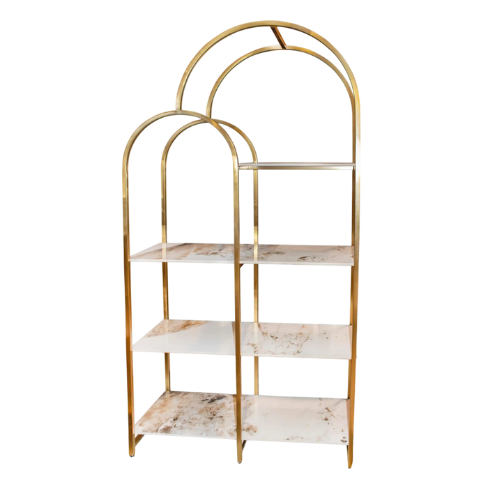 Keramikregal mit goldenen Akzenten – 100×40×200 cm – modernes Design