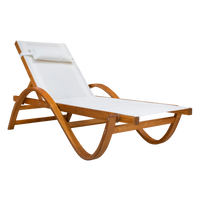 Outdoor Einzelliege – weiße Textil-Liegefläche & Holz – 198×57×90 cm – wetterfest