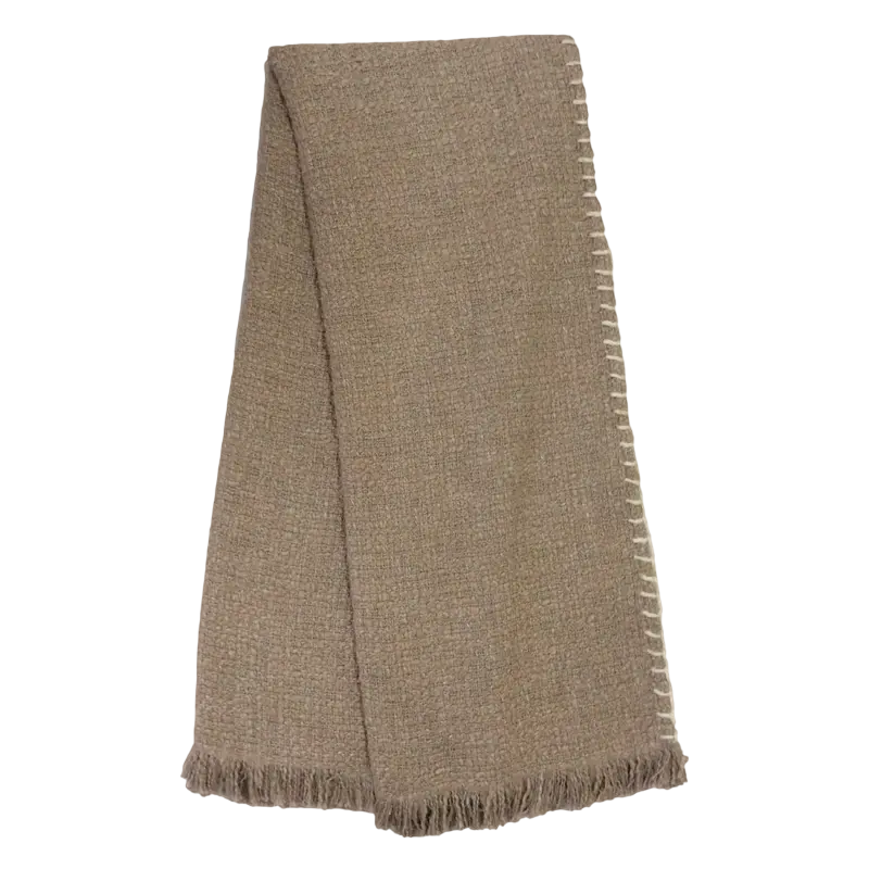 Wohndecke in Bronze aus Strukturstoff – Fransenabschluss – 170×130 cm – gemütlich & modern