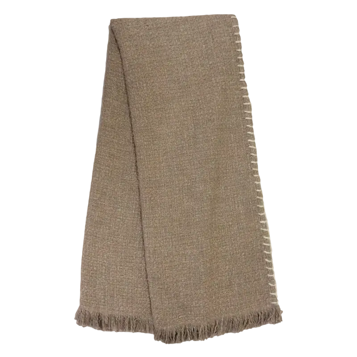 Wohndecke in Bronze aus Strukturstoff – Fransenabschluss – 170×130 cm – gemütlich & modern
