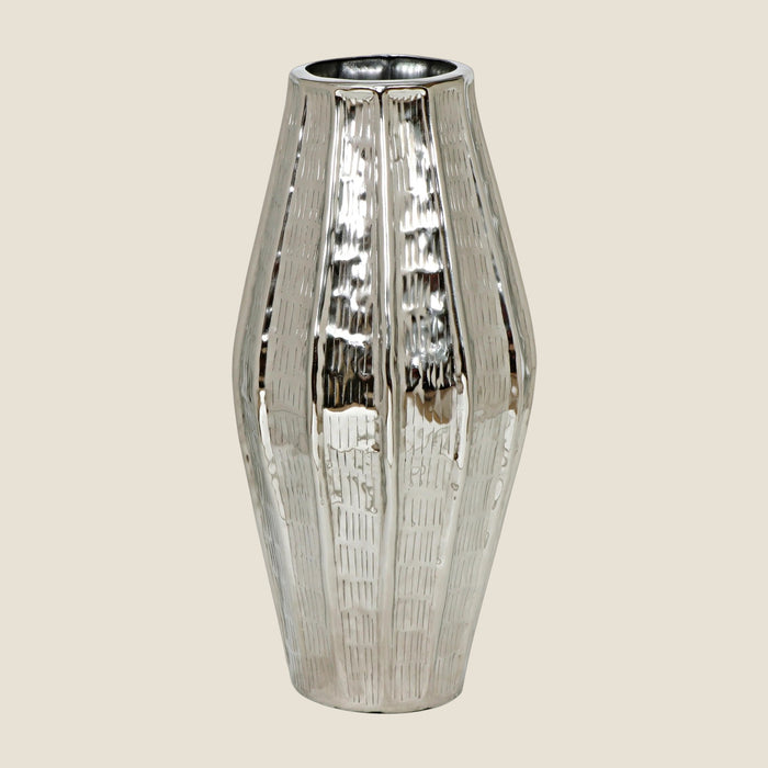 Vase aus Aluminium in Silber – standfest & glänzend – 40x40x78 cm – modern & elegant