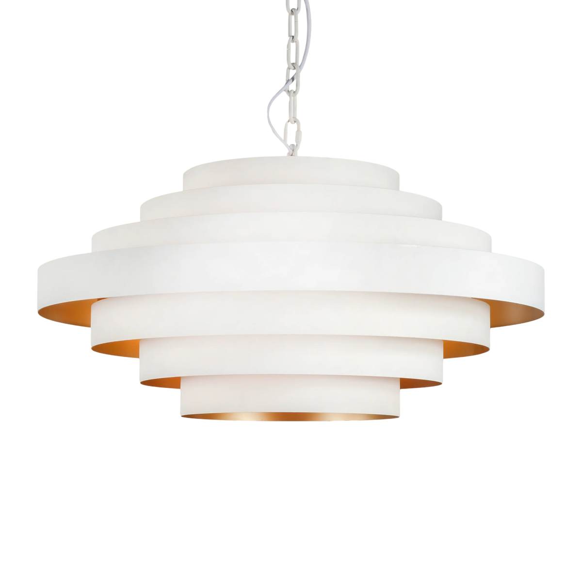 Hängelampe aus Eisen in Weiß – stufenförmiges Design – Ø 77 cm – modern & zeitlos