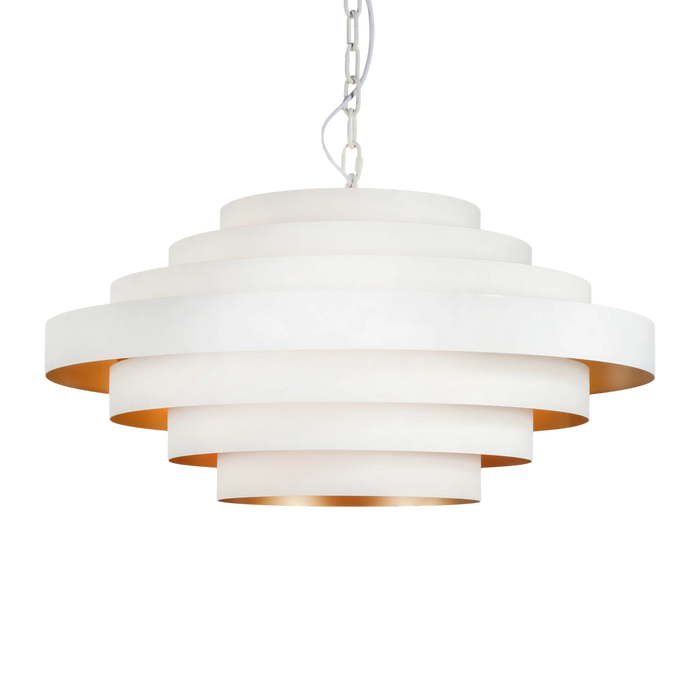 Hängelampe aus Eisen in Weiß – stufenförmiges Design – Ø 77 cm – modern & zeitlos