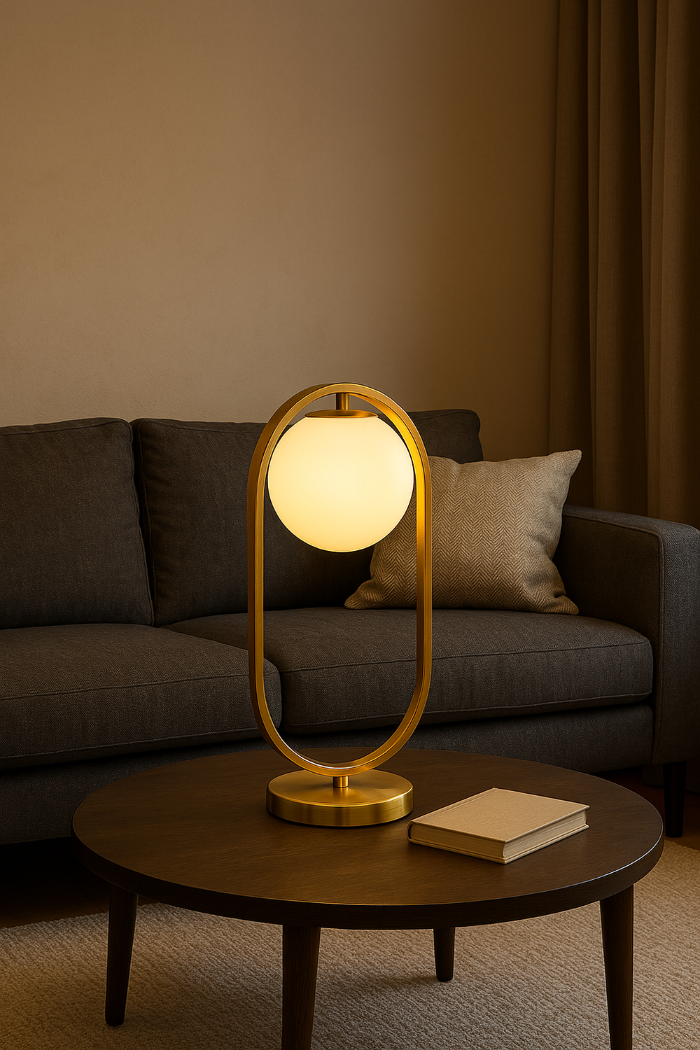Tischleuchte aus Messing Weißgold – Glaskelch, E27-Fassung – H 51 cm – Modernes Design