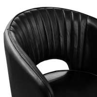Polsterstuhl aus schwarzem Leder – schwarze Metallbeine – 56x62x79 cm – modernes Design