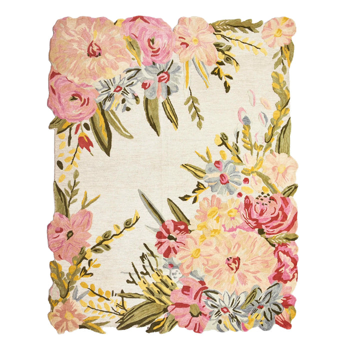 Großer Teppich aus reiner Wolle – florales Multicolor-Design – 245×305 cm – handgetuftet