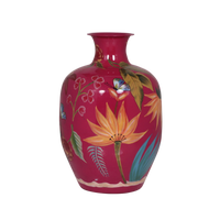Vase aus Eisen mit Emaille in Fuchsia – handbemalt & glänzend – 33x33x49 cm
