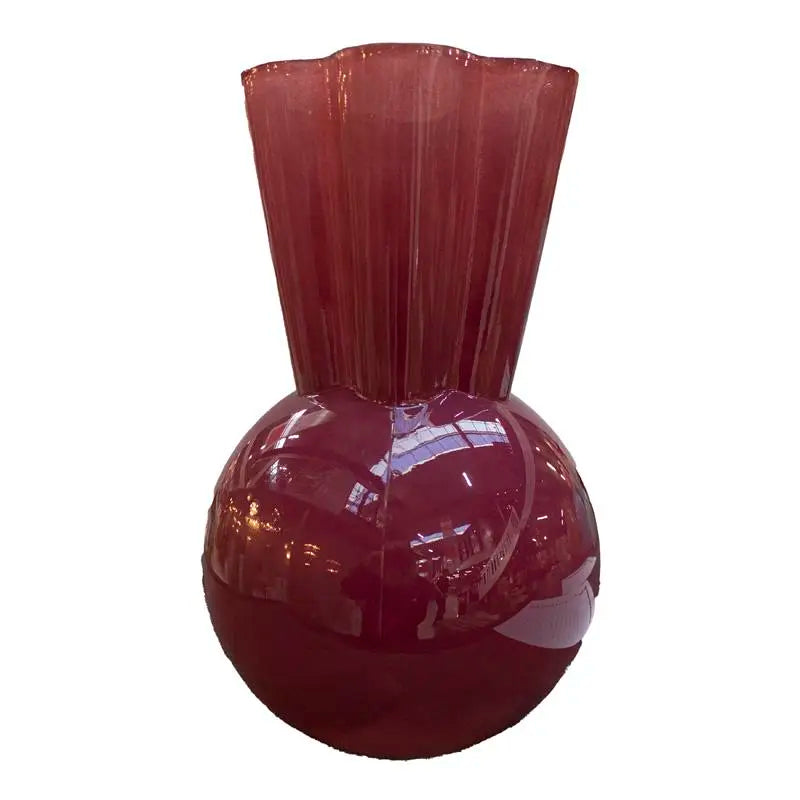 Vase aus Glas in Burgunder – glänzende Oberfläche – 18x18x28,5 cm – elegant & modern