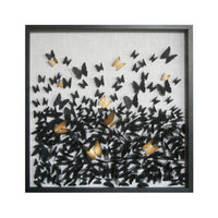 Wanddeko mit Schmetterlingen in Schwarz/Gold – 3D-Optik – 90×90 cm – modern