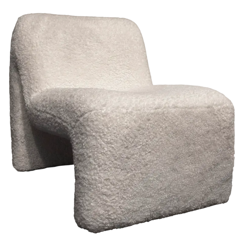 Lounge-Sessel aus Teddy-Stoff in Beige – mit Armlehnen – 64x87x70 cm – Retro-Style