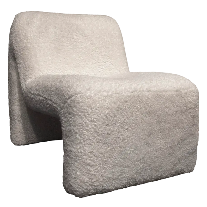 Lounge-Sessel aus Teddy-Stoff in Beige – mit Armlehnen – 64x87x70 cm – Retro-Style