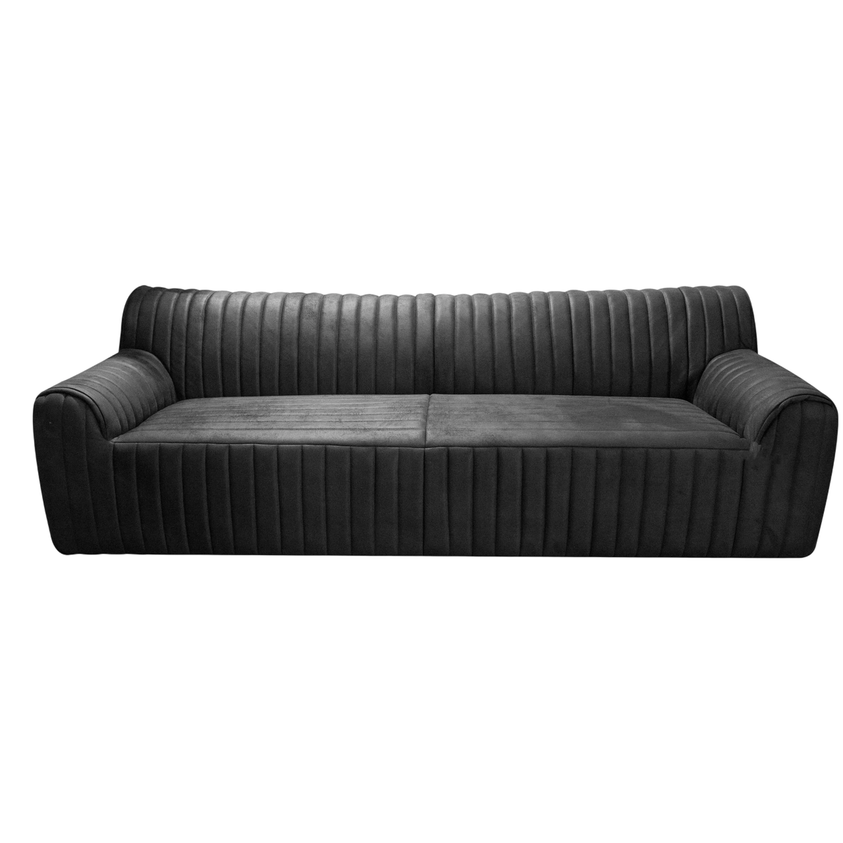 3-Sitzer Sofa Hudson aus schwarzem Stoff – markante Steppung – B 245 cm – urban & modern