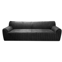 3-Sitzer Sofa Hudson aus schwarzem Stoff – markante Steppung – B 245 cm – urban & modern